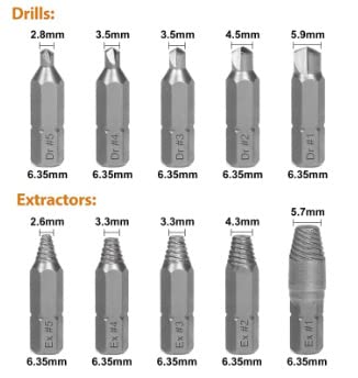 WSOOX Screw Extractor Set, 22 Pieces, Extractor, Screw Extractor Tool Damaged Screw Remover Extractor Set