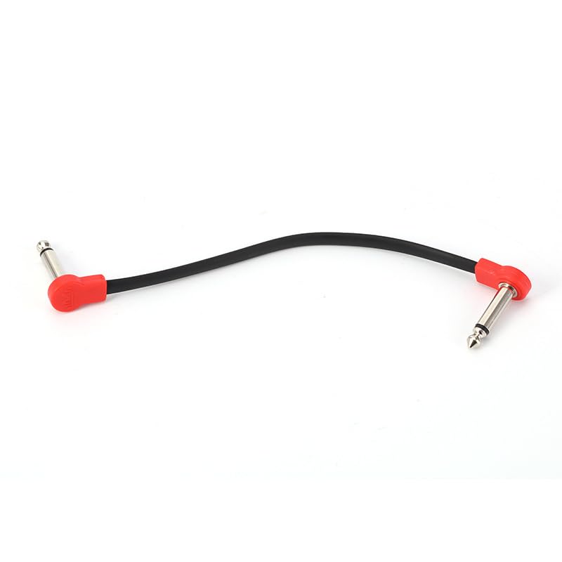 20IN Flat Guitar Patch Cables, Noise Free, Save Space, 1/4" TS Right Angle for Guitar Effect Pedals, 20IN 4 Pack, Black