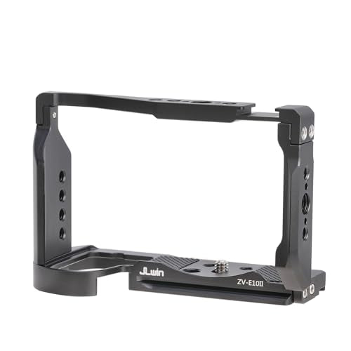 FocusFoto Camera Cage for Sony Alpha ZV-E10 II Mirrorless Camera, Video Vlogging Rig with Cold Shoe, 1/4"-20 Screw Mount, 3/8"-16 Locating Holes for Arri Grip, Quick Release Plate for Arca Tripod