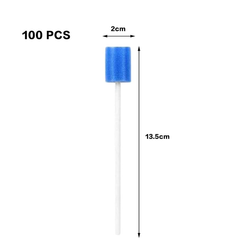 [AUSTRALIA] - Pack of 100 Disposable Oral Care Sponge, Portable Mouth Sponge, Disposable, Oral Care Sticks for Cleaning Dental Clinics, 13.5 cm (Blue) Blue 