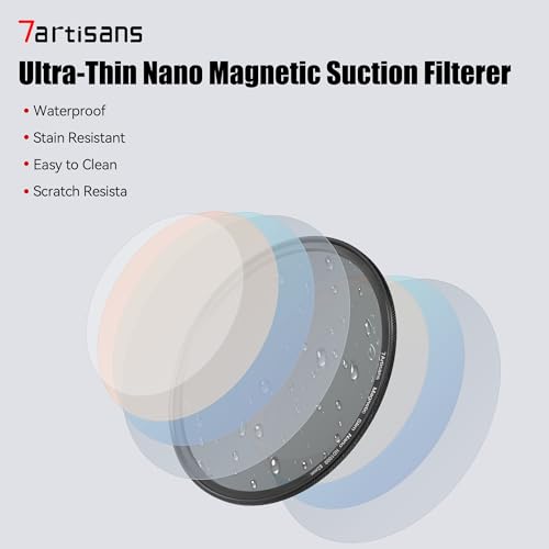 7artisans Nano Magnetic Filter UV Filter ND Light Reduction Filter/CPL Polarization Filter/GND Gradient Filter/Black Mist 1/4 Portrait Photography Filter Suitable for Lens(72mm Black Mist 1/4) 72mm Magnetic BLACK MIST 1/4