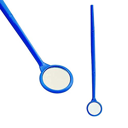MIKE Plastic Dental Examination Mirrors 100pcs (Blue)