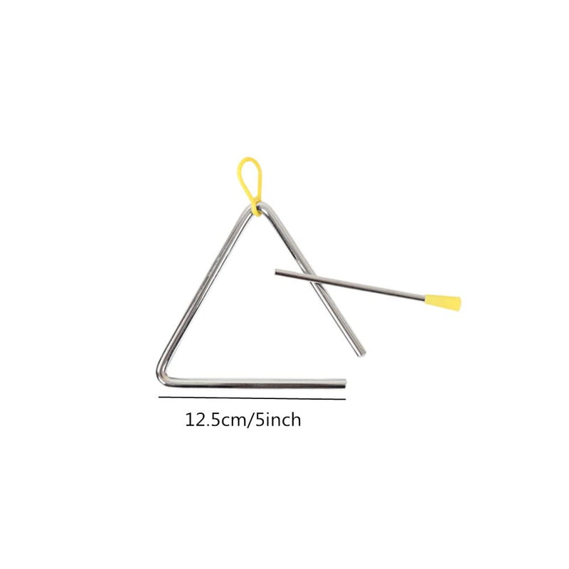 5" Musical Steel Triangle with Striker, 6" Hand Percussion Music Triangles Instrument 5 Inch 6 Inch for Music Learning Practicing Enlightenment (2 Pack)