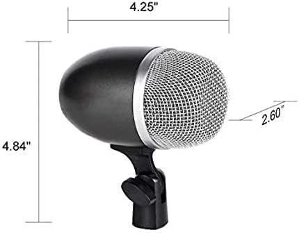 Bass Drum Microphone with Dynamic Pick Up Pattern, Tom Microphone Swivel Adjustable Kick Drum Mic with Durable Steel Mesh Grille Dynamic Instrument Mic