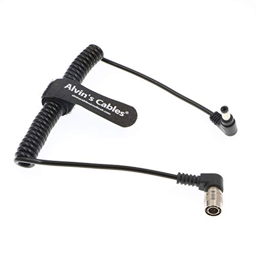 Alvin's Cables 4 Pin Hirose Male to DC Jack Power Cable for Sound Devices 633/644/688 Zoom F8 Blackmagic Cinema Camera 4K coiled cable Right angle 4 pin
