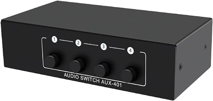 RCA AUX Audio Switcher 4 in 1 out, BolAAzuL Stereo Audio Selector 4X1 Passive 3.5mm Aux L/R RCA Audio Switch Box Analog Audio Selector