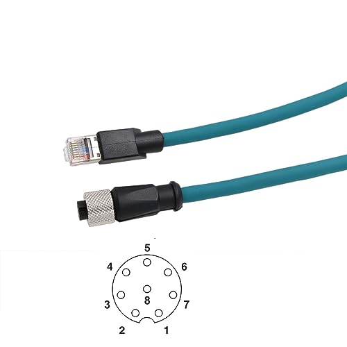 Actuator Sensor Ethernet Network Cable M12 A-Coded 8 Pin Female to RJ45 Cat-7e Patch Cord for Industrial Profibus Automation Application 30cm