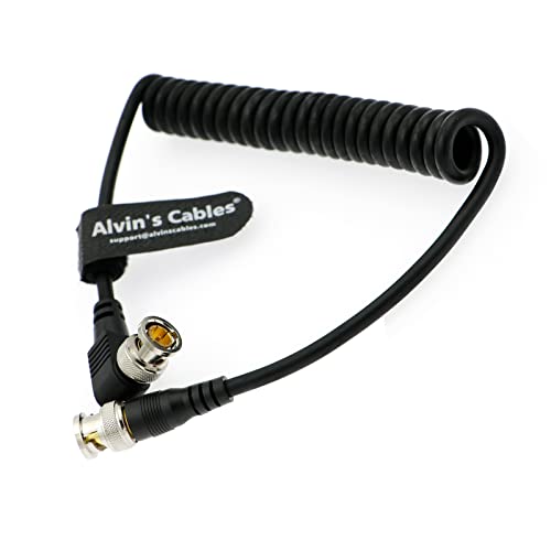 Alvin's Cables Blackmagic BNC Male RG179 Flexible Coaxial Cable for BMCC Video Camera Straight to Right Angle coiled cable straight to 90° Black