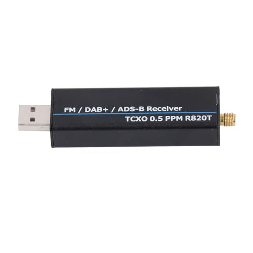 RTL SDR Receiver, 100KHz to 1766MHz RTL2832U R820T2 0.5PPM TCXO Software Defined Radio Receiver with AM, NFM, FM, DSB, USB, LSB, CW Modes, 8-Bit ADC, 50DB Dynamic Range