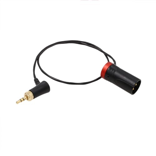 Low-Profile Audio Cable for Sennheiser 500 Sony UWP Deity Wireless to Sony FX9 Canon C300 XF605 Zaxcom 833, Locking 3.5mm 1/8" to XLR 3 Pin Right Angle 50cm Red 1/8" right-angle to XLR3M low-profile, red
