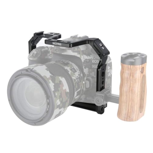 NICEYRIG Camera Cage for Canon 80D 90D 70D, with NATO Rail Cold Shoe and 1/4 3/8 Locating Hole - 371
