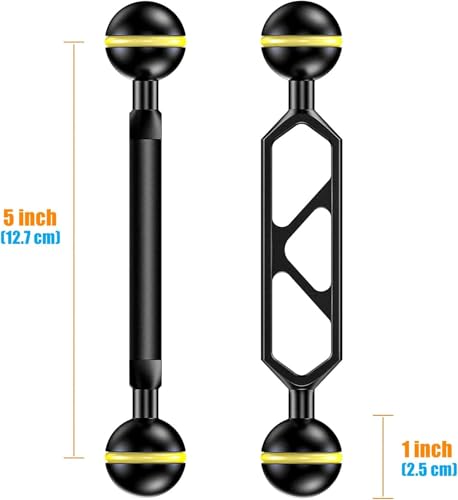 Sea frogs 2PCS 5 Inch Dual Ball Arm for Underwater Lighting 5.0" Double Ball Arm, 2pcs