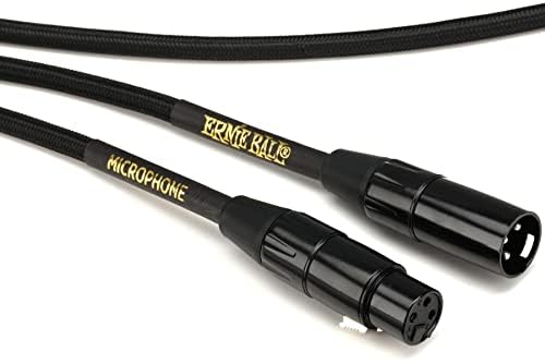 Ernie Ball Braided XLR Mircrophone Cable, 20ft, Black (P06392) Braided Black 20 feet