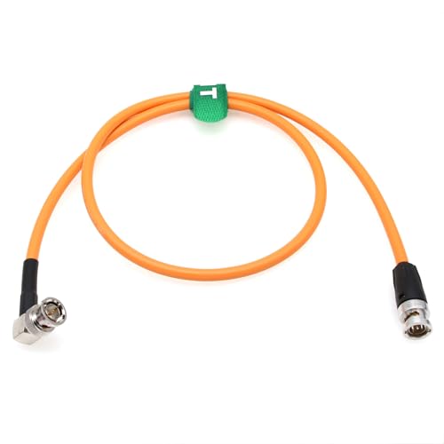 12G 6G SDI Video Cable 4K 60P 3840 4096 x2160p for Komodo Sony FX9 FX6 C500 Mark II Atomos Ninja V Camera Monitor, BNC to Right Angle BNC 75 ohm Coaxial Canare 1M Orange