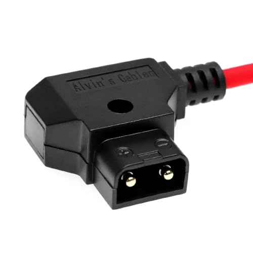 Alvin's Cables Right Angle 2 Pin Male to D-Tap Power Coiled Cable for Teradek SmallHD Z-CAM Blackmagic Pyxis, Ultra Soft Coiled Cable Ultra soft Red