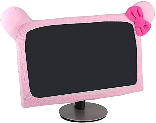Monfurise 20"-29" Lovely Cute Dustproof Computer Monitor Cover with Cat Ear Laptop TV LCD Screen Monitor Decoration Dust Cover Protector, Pink big Pink