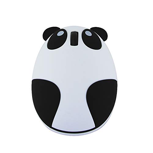 Cute Animal Panda Wireless Mouse, [3C Light] Mini USB 2.4G Rechargeable Optical Mice Cartoon Computer Mouse for Kids 3 Buttons (Wireless-White) Wireless-White