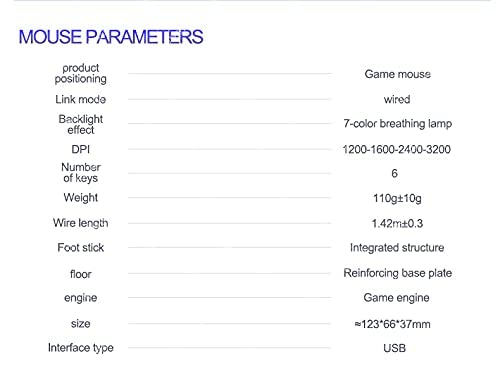 Gaming Mouse Wired,6 Buttons, 4 Adjustable DPI Up to 3200 DPI, 7 Circular & Breathing LED Light, Multifunction Wired Mouse Used for Games and Office (Black) Black