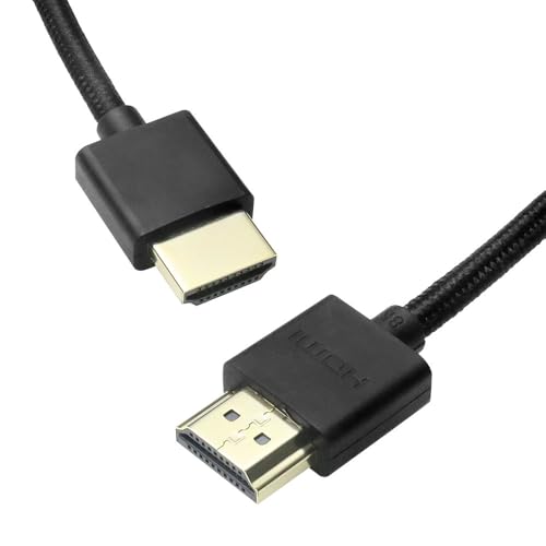 Uonecn 8K HDMI Cable for Camera Monitors, 48Gbps Short HDMI for Atomos Ninja V, Portkeys BM5, Braided Coiled HDMI Cable for Sony A7iv, Z-CAM F6, Z-Cam E2 Pro Cameras, Black, 12"-18" Straight to Straight