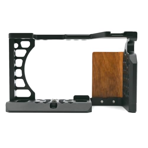 Camera Cage with Wooden Handgrip for Sony A6400 A6300 A6000 A6100 A6500 WoodGrip Included