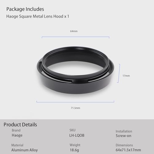 Haoge Metal Lens Hood Shade for Leica Q3 Q3 43 Q2 Q-P QP q Typ 116 Typ116 Camera Black LH-LQOB Black Round for Q/Q-P/Q2/Q3/Q3-43