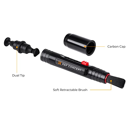 K&F Concept Lens Air Blower, Lens Cleaning Pen with Soft Brush, Double-Sided Carbon Head, Dust Blower for Camera Lens, Optical Lens, Glasses, Cosmos/Valve Index /PS4 PS5 VR Headset