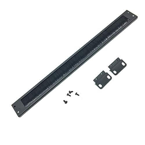 Jingchengmei 1U Disassembled Rack Mount Cable Management Panel with Brush for Cable Entry for 19-Inch Rack or Cabinet Black (BF01UAB2) Brush Panel