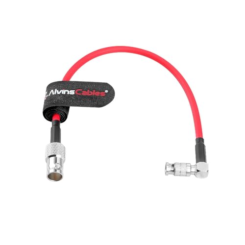 Alvin's Cables 12G Micro BNC to BNC Female Adapter Cable, High Density 4K UHD Video Coaxial Cable, 75 Ohm Ultra-Soft for Blackmagic Video Assist 5" Monitor, Right Angle Micro BNC Red 7.9inches
