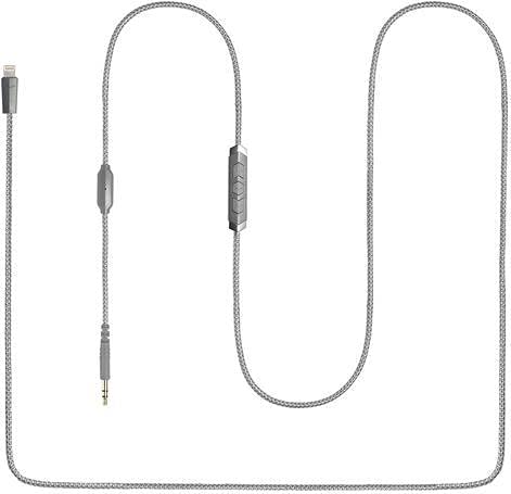 V-MODA Speakeasy DAC/AMP 3-Button Lightning Cable - Grey & XL Black Memory Cushions Lightning Cable + Memory Cushions