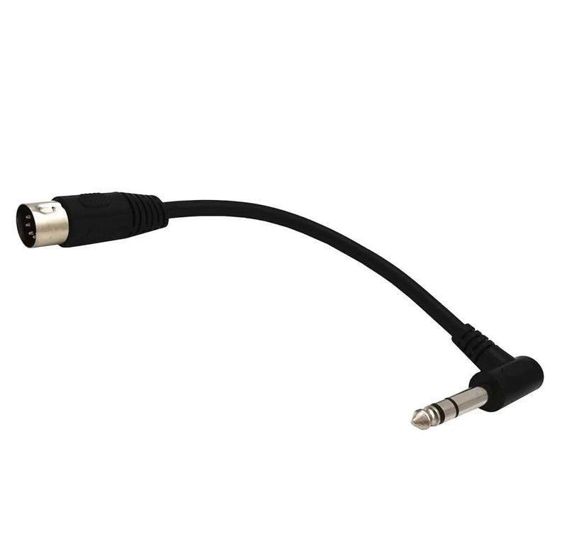 DIN 5 Pin Male to 6.35mm Male Adapter Cable; 8inch 90 Degree Angled 6.35mm 1/4" Jack Plug to 5PIN MIDI DIN Male TRS Stereo Audio Cable for Speaker, Amplifier, Mixe, MIDI Keyboard etc
