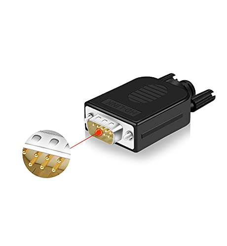 2Pcs DB9 Male Breakout Connector, DB9 Solderless Connector RS232 D-SUB Serial Adapters 9 Pin Port Terminal Breakout Board with Case Long Bolts Tail Pipe