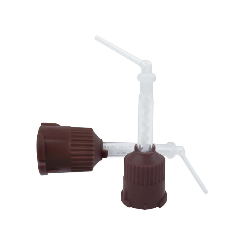 YOUYA DENTAL Dental Impression Mixing Tips, 50 Pieces Dental Intra Oral Tips for Dentistry Materials Mixing Tube Disposable Silicone Rubber Head Lab Products - Brown