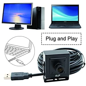[AUSTRALIA] - ELP 3.6mm Lens 1MP Mini HD USB Camera with Metal Case for Computer,720P 30fps Mini UVC USB2.0 Video Webcam OV9712 Lightburn Camera for Medical Endoscope 3D Scanner,ATM,Kiosk,3.3ft/1m Cable for Laptop 