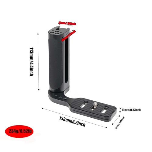 Fotga Universal Side Handle Hand Grip Holder Video Stabilizer with Arca Swiss Base Plate for Canon/Nikon/Sony/Panasonic DSLR Mirrorless Camera,Cold Shoe 1/4"-20 Holes for LED Light/Microphone