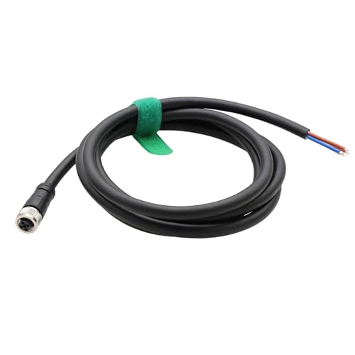 M12 Power Cable 4pin T-Code to Flying Leads for Turck Electrical Distribution Control Applications Cognex 3D-A5000 Camera Sensor, IP67 PVC 4x16AWG 60V 12A, 8m Straight, Female