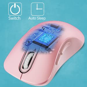 memzuoix 2.4G Wireless Mouse, 1200 DPI Mobile Optical Cordless Mouse with USB Receiver, Portable Computer Mice Wireless Mouse for Laptop, PC, Desktop, MacBook, 5 Buttons (Pink) Pink