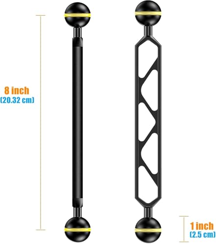 Sea frogs 8 Inch Double Ball Arm for Underwater Lighting, Aluminum Alloy 8.0" Double Ball Arm