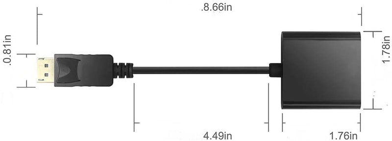 DP to VGA Adapter,Display Port to VGA Adapter Gold-Plated (Male to Female) Compatible with Computer Desktop Laptop PC Monitor Projector HDTV Black DP TO VGA