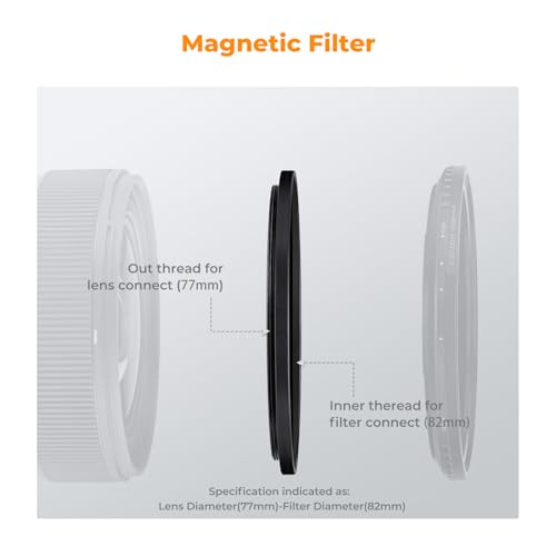 K&F CONCEPT 67-77mm Magnetic Filter Adapter Ring, for 67mm Lens Install 77mm Magnetic Filter 67-77