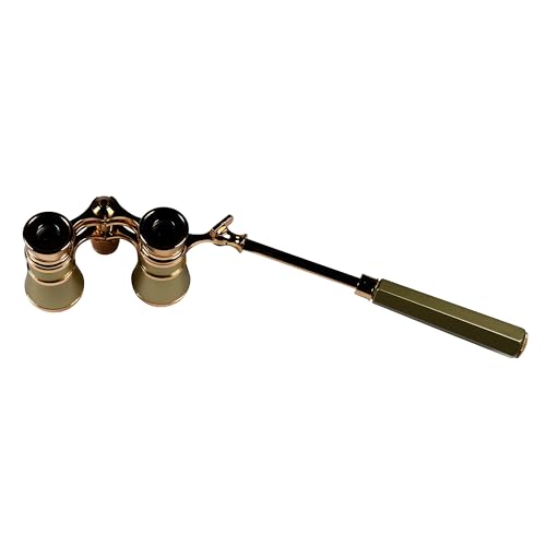 HQRP 3 x 25 Opera Glasses Theater Binoculars, Crystal Clear Optic (CCO), Yellow/Golden Color with Gold Trim, Built-in Extendable Handle, for Adults Kids Women in Musical Concert, Gift Box Golden