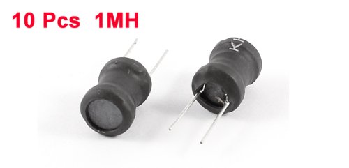 Sourcingmap 1MH 9mm x 12mm UL-polyolefin Metal Electronic Circuit Inductors 10 Pcs - Black