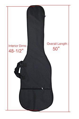 YMC 46-Inch Waterproof Dual Adjustable Shoulder Strap Electric Bass Guitar Gig Bag 5mm Padding Backpack with Accessories(Picks, Pick holder, Strap Lock) -For 43" &46" Full Size Bass Guitar 46 Inch Bass Guitar