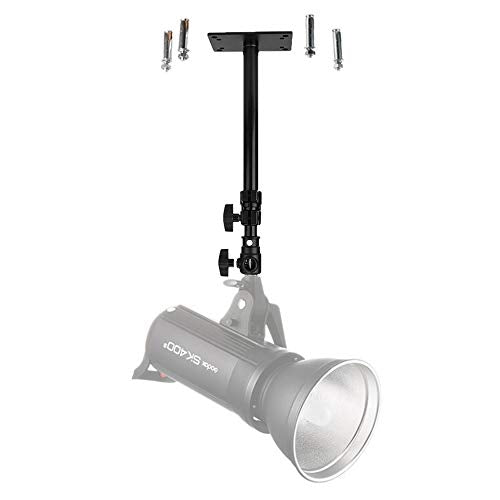 Camera Ceiling Wall Mount Light Stand 14.1-21.6inches/36-55 cm with 1/4 inch to 3/8 inch Universal Adapter Photography Arm for Photo Studio Video Light, Flash, Ring Light, Reflector