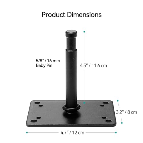 PHOCUS 4.5" Baby Pin Wall Plate, Wall Ceiling Mount, with 5/8" Stud Adapter