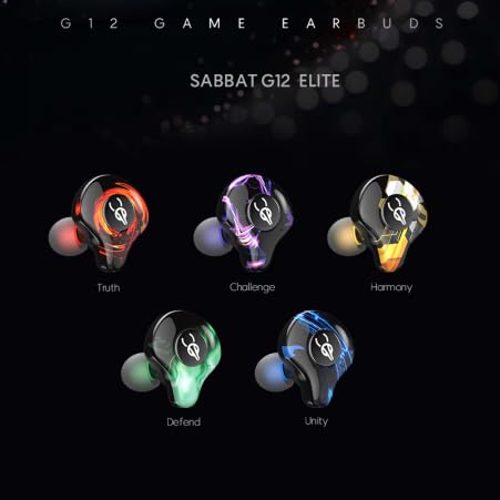 Sabbat G12 Elite TWS Wireless Bluetooth 5.4 Earbuds Gaming Music Noise Reduction in-Ear Headphones with Mic 6D Soundscape Charging Case Suitable for iOS, Android(Truth) Truth