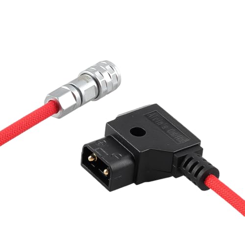 Alvin's Cables D-Tap to BMPCC 6K 4K Coiled Power Cable, Straight Weipu 2-Pin Female to D-Tap Male, Braided Ultra Flexible Coiled Cable for Blackmagic Pocket Cinema Camera 4K/6K/6K Pro, V-Mount, Red Coiled Braided Red