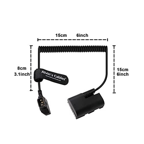 Alvin's Cables E6NH Dummy Battery to D-Tap Coiled Cable for Canon-R5C
