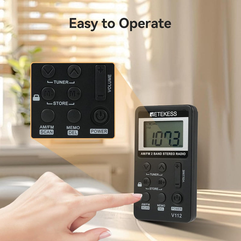 Portable AM/FM Pocket Radio with Digital Tuning LCD Display, SWDSTP Rechargeable Mini Radio with Stereo Earphone and Removable Belt Clip for Walking, Jogging