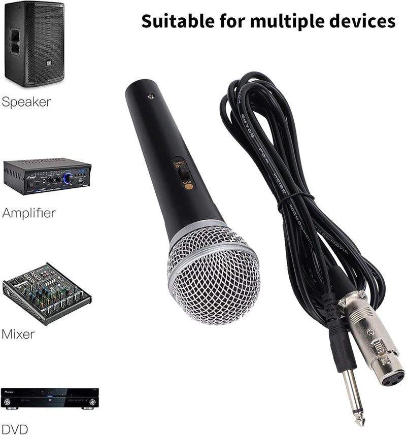 Professional Dynamic Karaoke Vocal Microphone with Cable. Metal Body (Blue/Grey) Blue/Grey