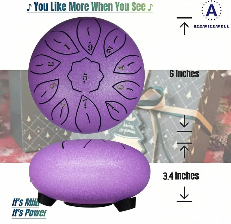 [AUSTRALIA] - Rain Drum for Outside Garden, Steel Tongue Drum - 6 Inch 11 Notes Metal HandPan Drums,Waterproof Rain Chime,Musical Gifts 6''-11note Purple 